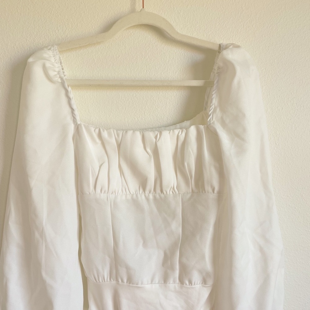 BRAND NEW white ruched square neck princess polly bodysuit🕊⭐️🌿🤍
